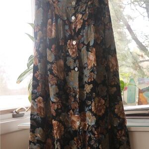 Vintage Blue and Black Maxi A-line Skirt